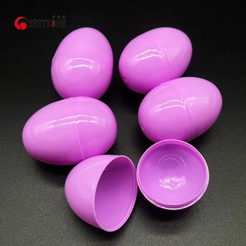 New Color Macaroon 12Pcs 42*60mm 1.6*2.3Inch Plastic Easter Eggs Decoration Empty Toy Capsules Eggshell Surprise Ball Gift Party