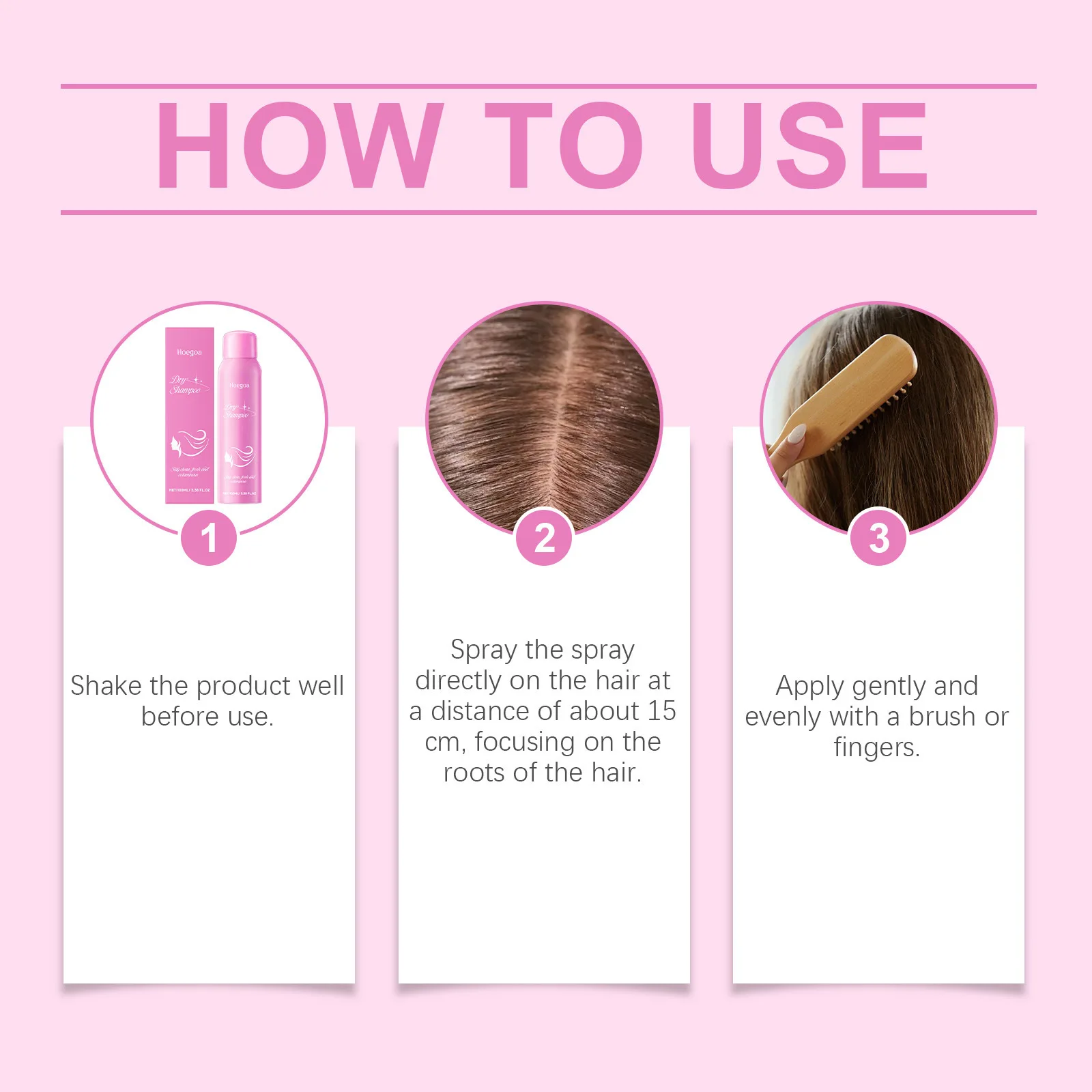 Hoegoa Dry Shampoo Spray Fluffy Voluminous High Cran Oil Control Refreshing Cleaning Freshener Portable Lazy Dry Hair Shampoo