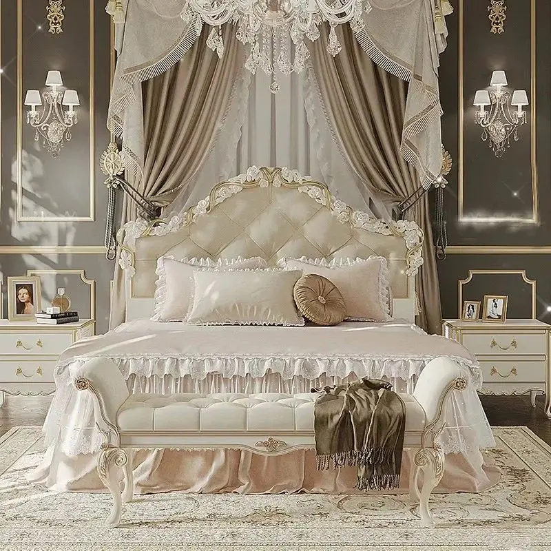 Vintage Wooden European Double Bed Elegant Soft Japanese Adults European Double Bed Modern Luxury Cama Box Casal Furniture