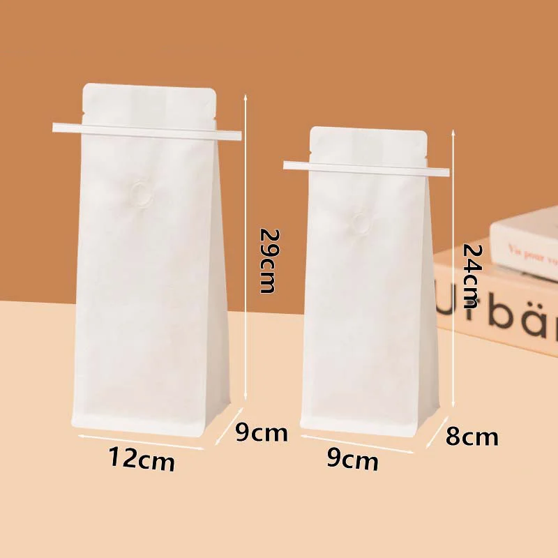 50pcs Stand Up Paper Valve Resealable Storage Zip Lock Bags Coffee Beans Tea Packaging Pouches Sealing Wire