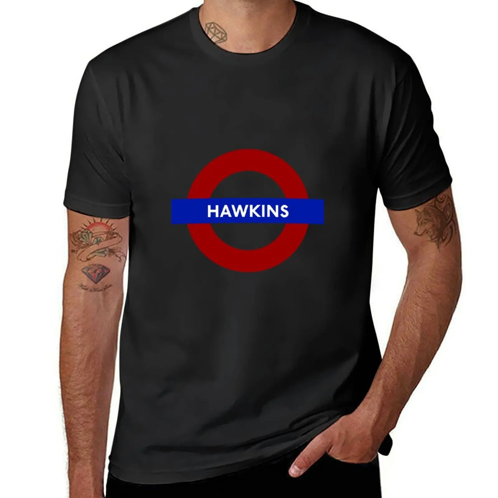 hawkins tube stationstr T-Shirt summer tops tops Short sleeve tee Blouse t shirts for men