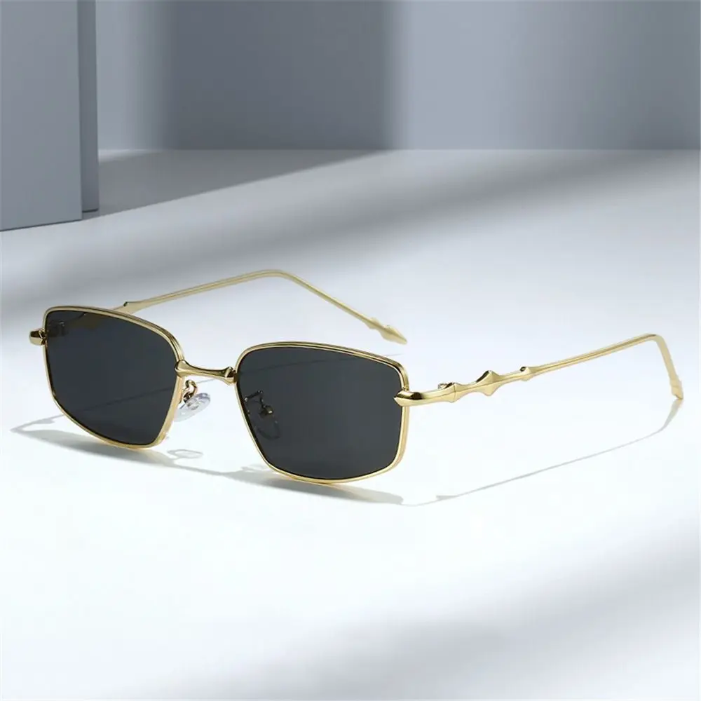 Anti Blue Light Irregular Square Shades High-End Vintage Narrow Frame Sun Glasses with Metal Frame UV400 Protection Eyewear