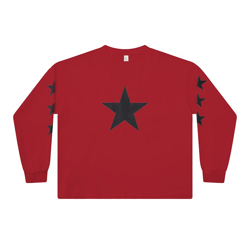 Vintage Men Long Sleeve T-shirt Kanye West Oversized Mask Back Print Star Sleeve Graphic Tee Hip Hop Style Street Casual Tops