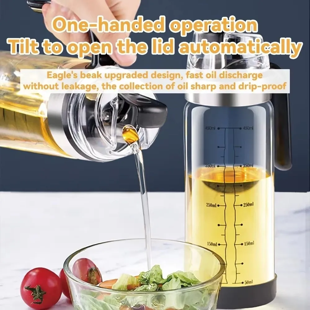 

Leak-proof Design Cooking Seasoning Bottle Automatic Opening Closing Mechanism Oil Spray Bottle Gravity System Meterable Control