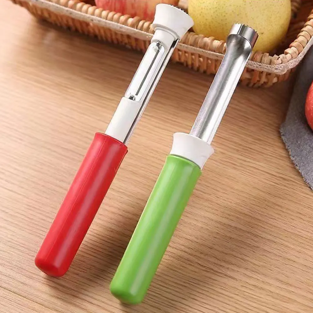 2 in 1 Fruit Corer Telescopic Stainless Steel Core Removal Tool Apple Coring Tool Apple Seed Remover for Home Kitchen