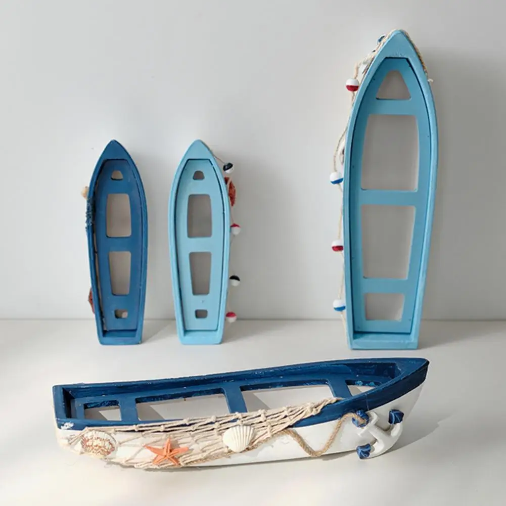 Mediterranean Wooden Boat Ornament Crafts Children's Room Office Home Decoration Wooden Sea Theme Home Decor