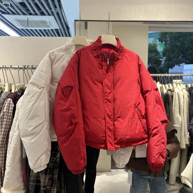 Fashion Retro Drawstring Loose Cotton Jacket Women's Autumn and Winter 2026 Fashion New Small Fresh Cotton Clothes