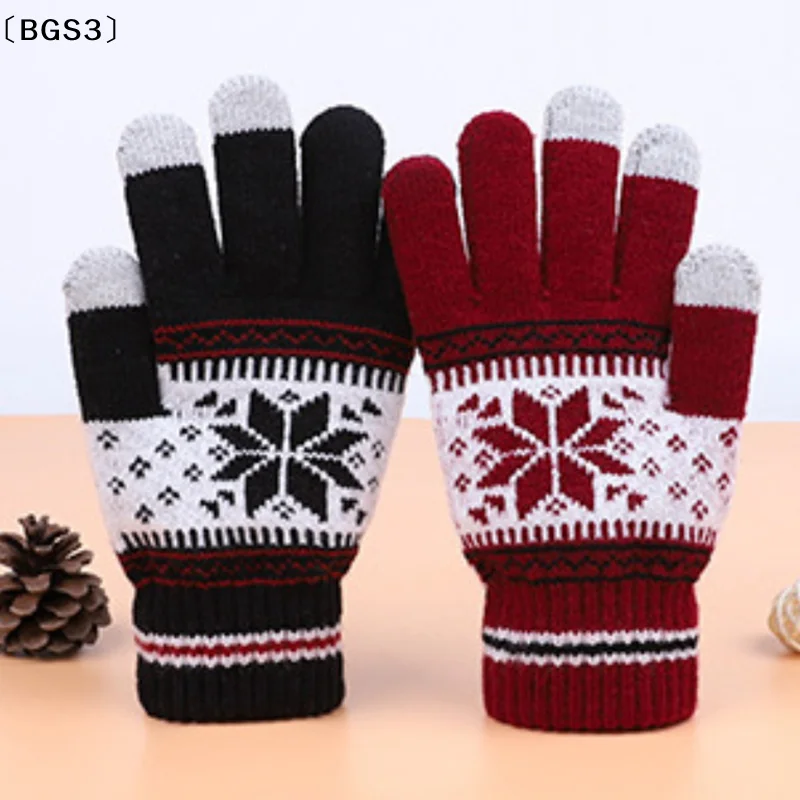 

tipoBGS3...”Winter теплые вязаные перчатки модные перчатки со снежинкой и вышивкой сенсорного экрана для женщин мужчин подарок на Новый год
