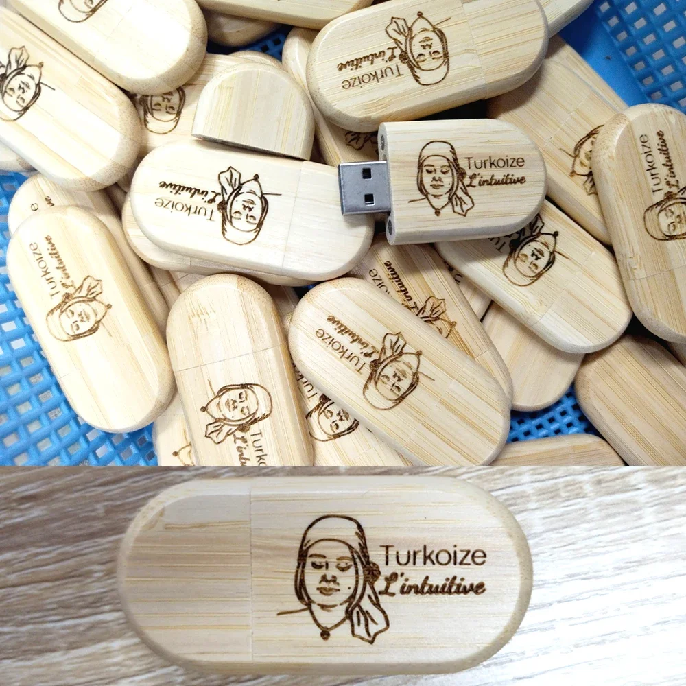 20 buah/lot USB Flash Drive kayu/bambu Pendrive 4GB 8GB 16GB 32GB 64GB 128GB stik memori disesuaikan Logo hadiah Pen drive