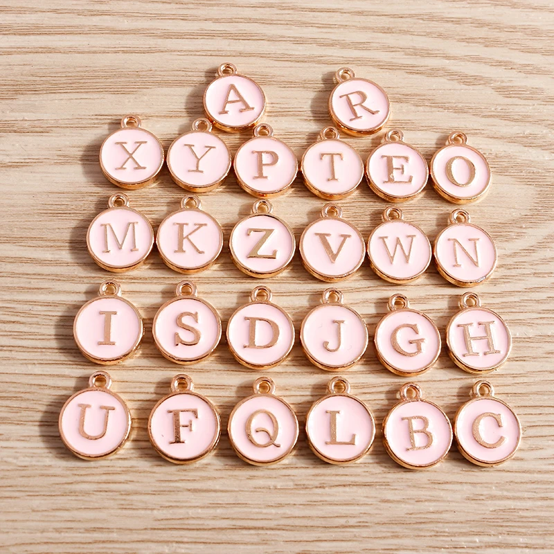 10 Stück niedliche, bunte Buchstabenanhänger (Alphabet 26 A-Z) für die Schmuckherstellung, Anhänger, Halsketten, Ohrringe, Armbänder, Bastelbedarf für DIY-Projekte – Detail 14