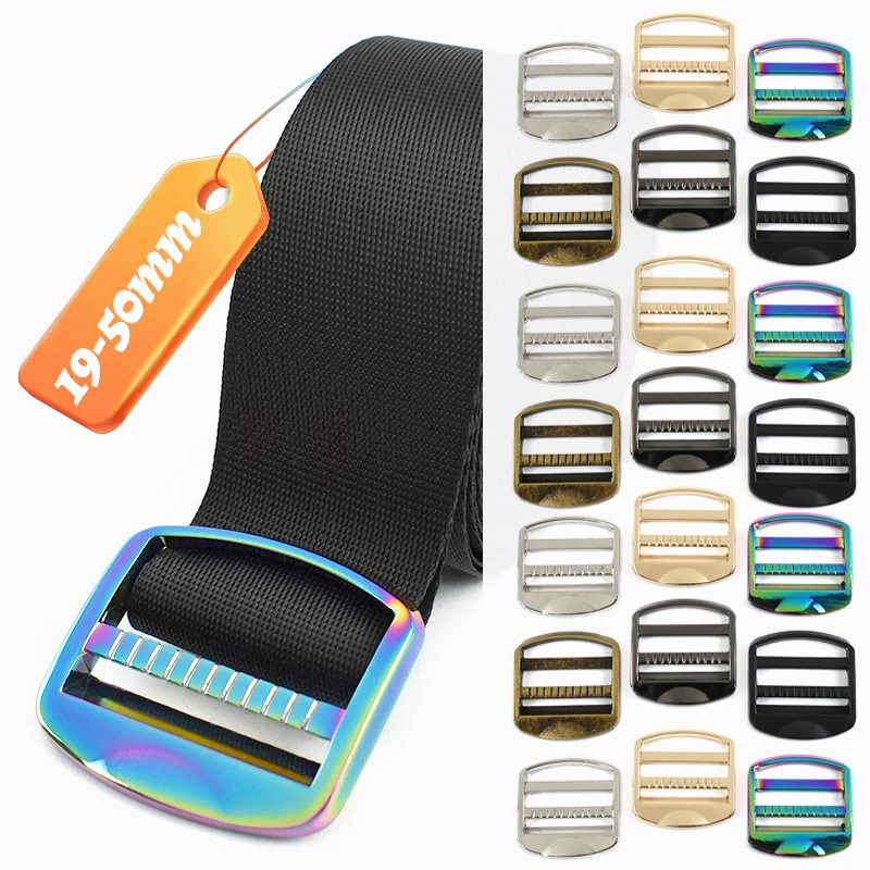 

10/20Pcs Meetee 19-50mm Metal Belt Buckle Tri Glide Slider Clasp Adjustable Carabiner for Webbing Bag Strap Clasps DIY Accessory