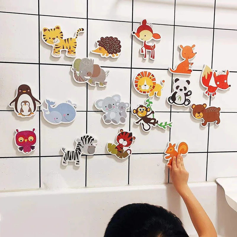 

Kids Bathroom Toys Bathtub Soft EVA Paste Early Education DIY Sticker Puzzles Non Toxic Kids Fun Foam Sea Animal Bath Set Toys