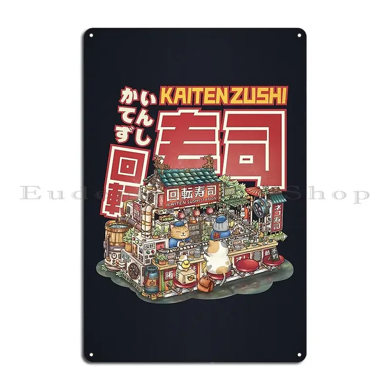 Steampunk Cat Sushi Restaurant Takeda Art Metal Plaque Cinema Character Club Garage Club Bar Tin Sign Poster