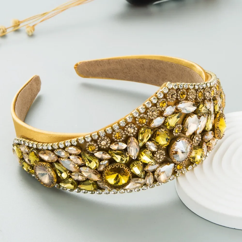 Retro Colorful Rhinestone Headbands Full Diamond Super Flash Hair Band Hoop Women Party Headwear Hair Accessories
