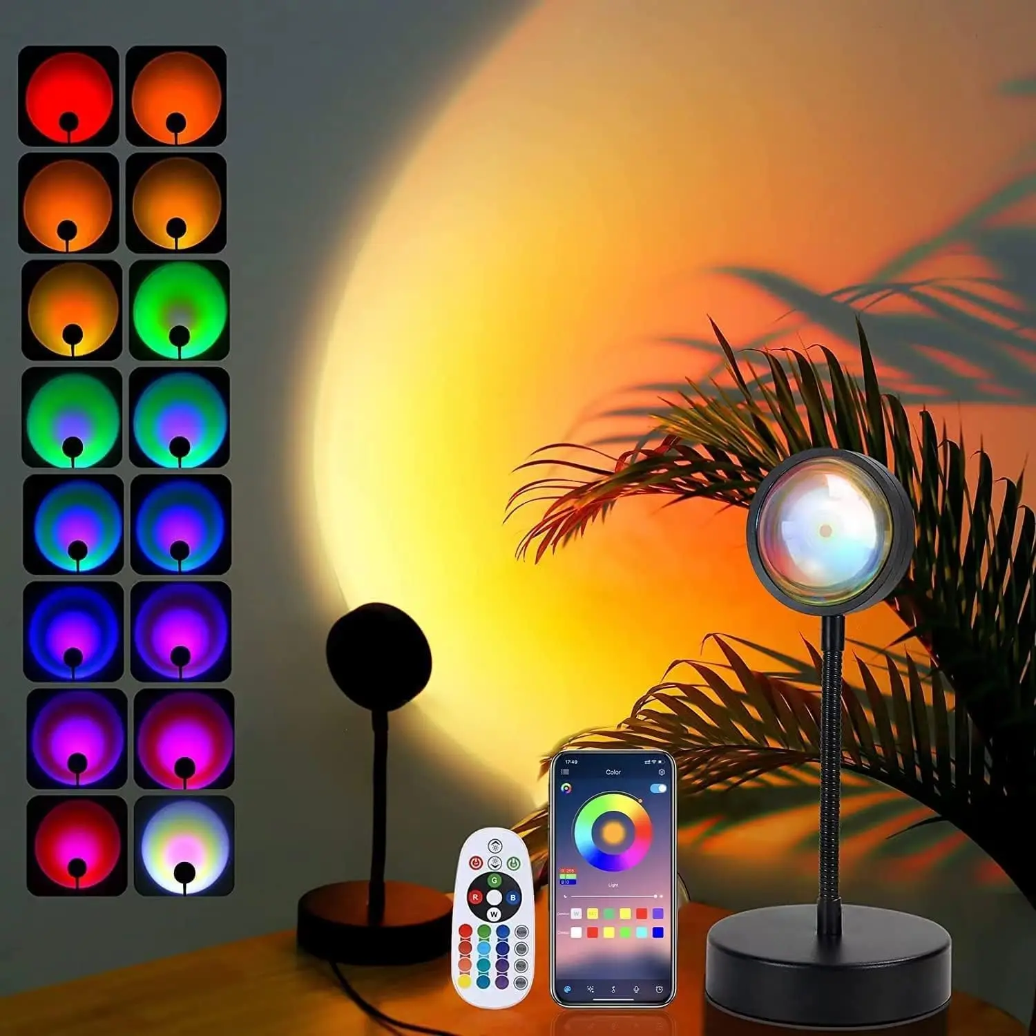

Sunset Lamp Projector, RGB LED Night Light, 10W 360° Rotation, Mood Lighting for Bedroom, Home Decor, Gifts