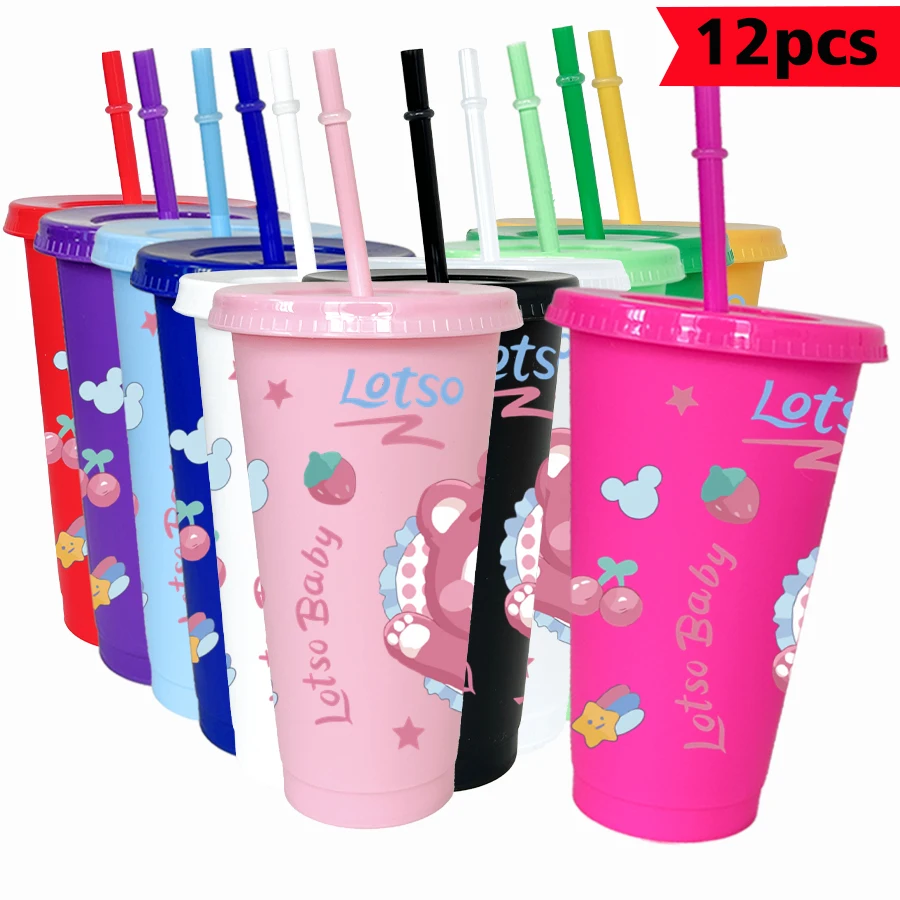 

12 шт., цветные пластиковые посуды для напитков с Микки Маусом, 26 унций, посуда для дня рождения, сока, кофе, кружки