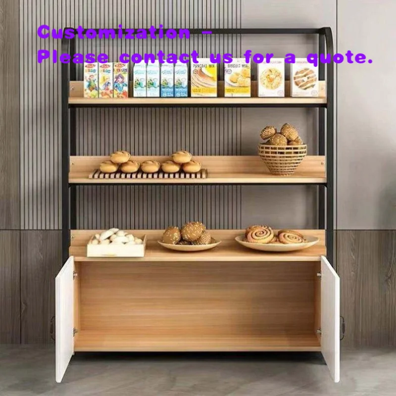 custom.Customized Metallic 5-Layer Light Duty Dry Noodle & Pastry Rack Display Cabinet Double-Sided Boltless Assembly Bakery Fur