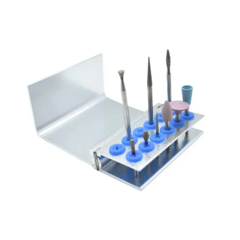 حامل أزيز الأسنان عالي السرعة ومنخفض السرعة لأداة العناية بالفم الطويلة صندوق معدني للتطهير 12 فتحة