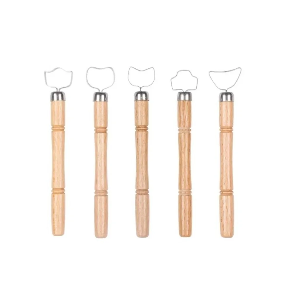 5 Pcs/set Replaceable Pottery Tool Texture Sculpture Scraping Tool Pottery Handle Making Tool Diy Craft Clay Pattern Roller