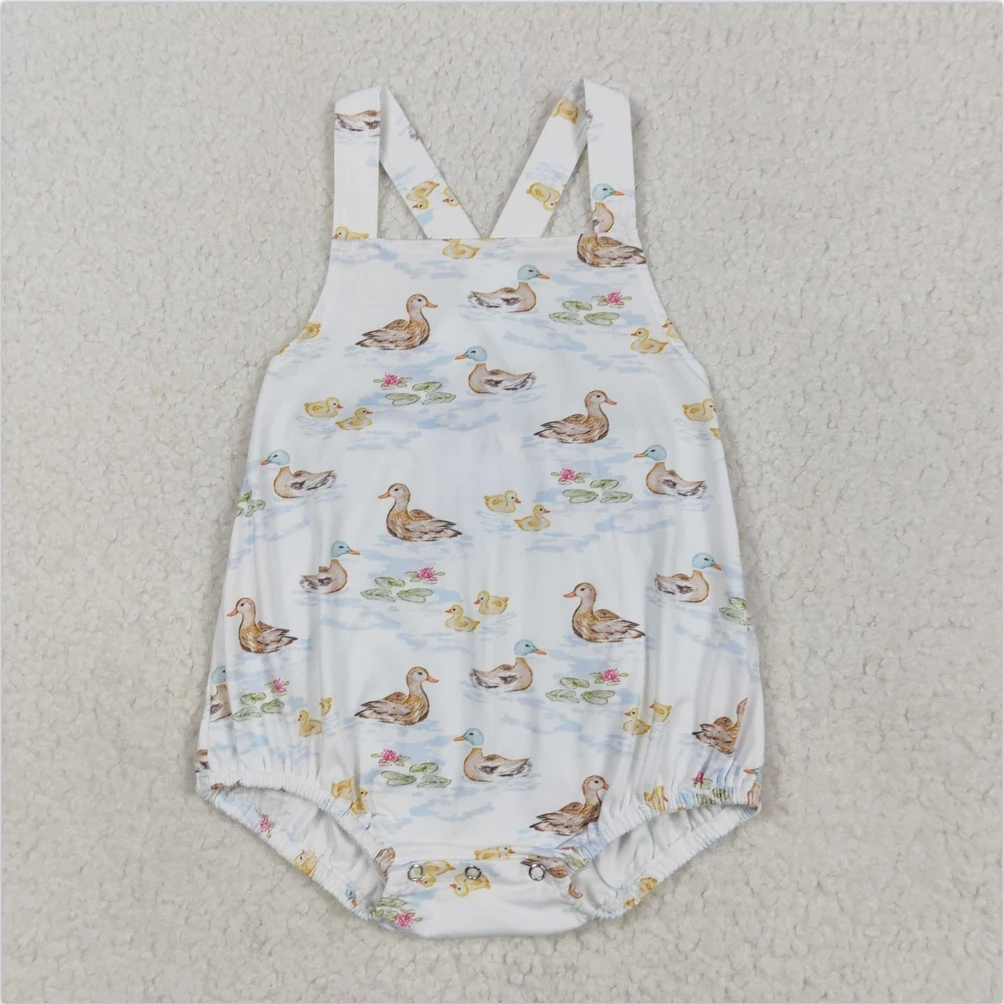 

Infant Boutique One-Piece Bodysuits Onesie Baby Girls Baby Infant Boys Sleeveless Strap Ducks Bubble Rompers