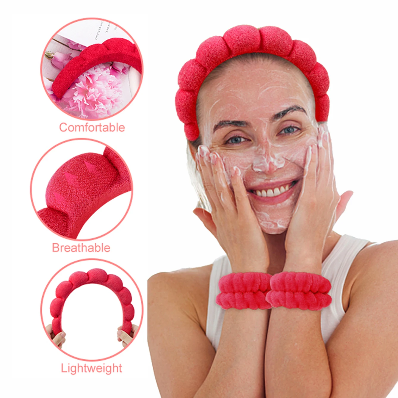 12Pcs Set Facial Washing Tool Set Coral Velvet Cute Multipurpose Skin Care Headband For Women