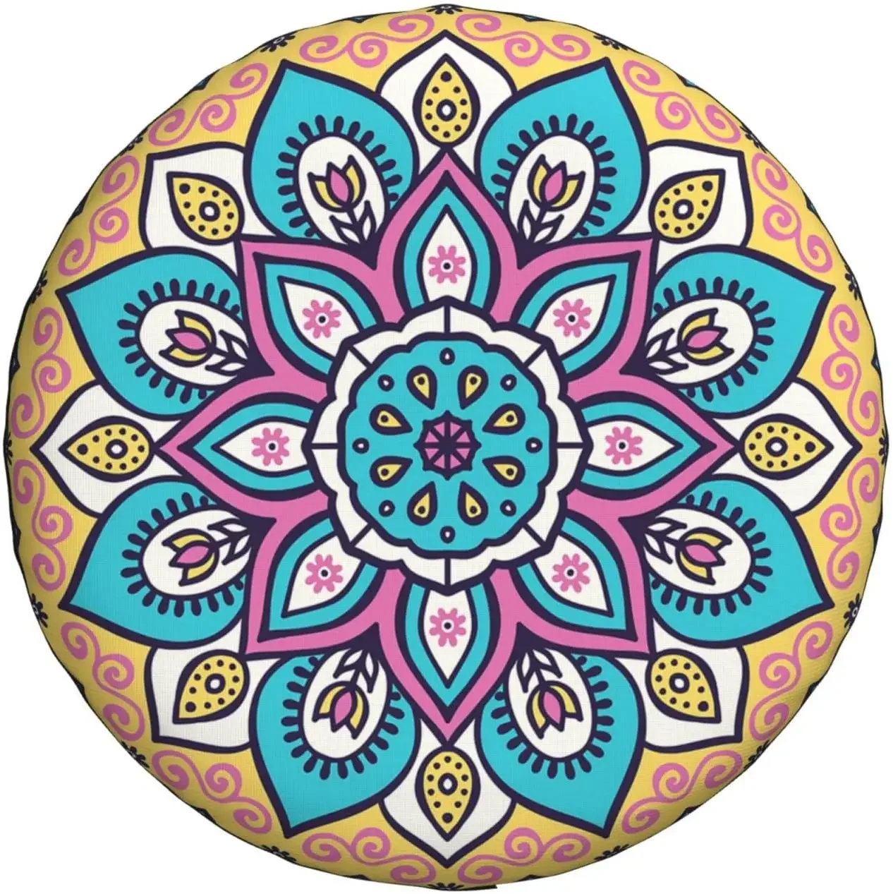 Mandala Boho Floral Flower Spare Tire Cover Wheel Protectors Universal Dust-Proof Waterproof Fit for Trailer Truck Camper