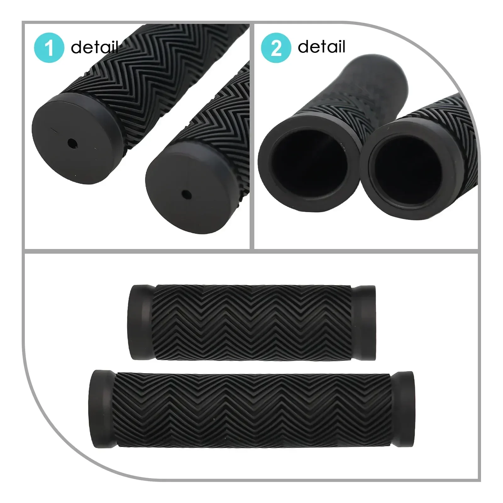 100mm 130mm Rubber Grips Bicycle Grip Bike Handlebar Grips MTB Mountain Bicycle Scooter Black Grip Suitable Diameter 22.2-25.4mm