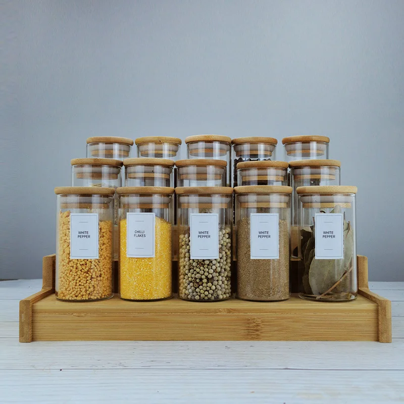 3 Steps Spice Jar Shelf Desktop Spices Display Stand Bamboo Spice Rack Kitchen Cabinet Organizer