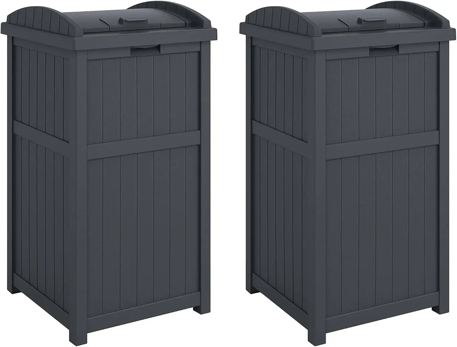 

2 Pack Trash Hideaway Refuse Container, Stylish Resin Outdoor Garbage Bin With Latching Lid, 30 To 33 Gallon Capacity,Cyberspace