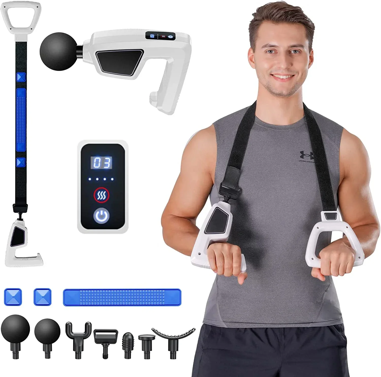 

Мощный массажный пистолет для мышц с поясом