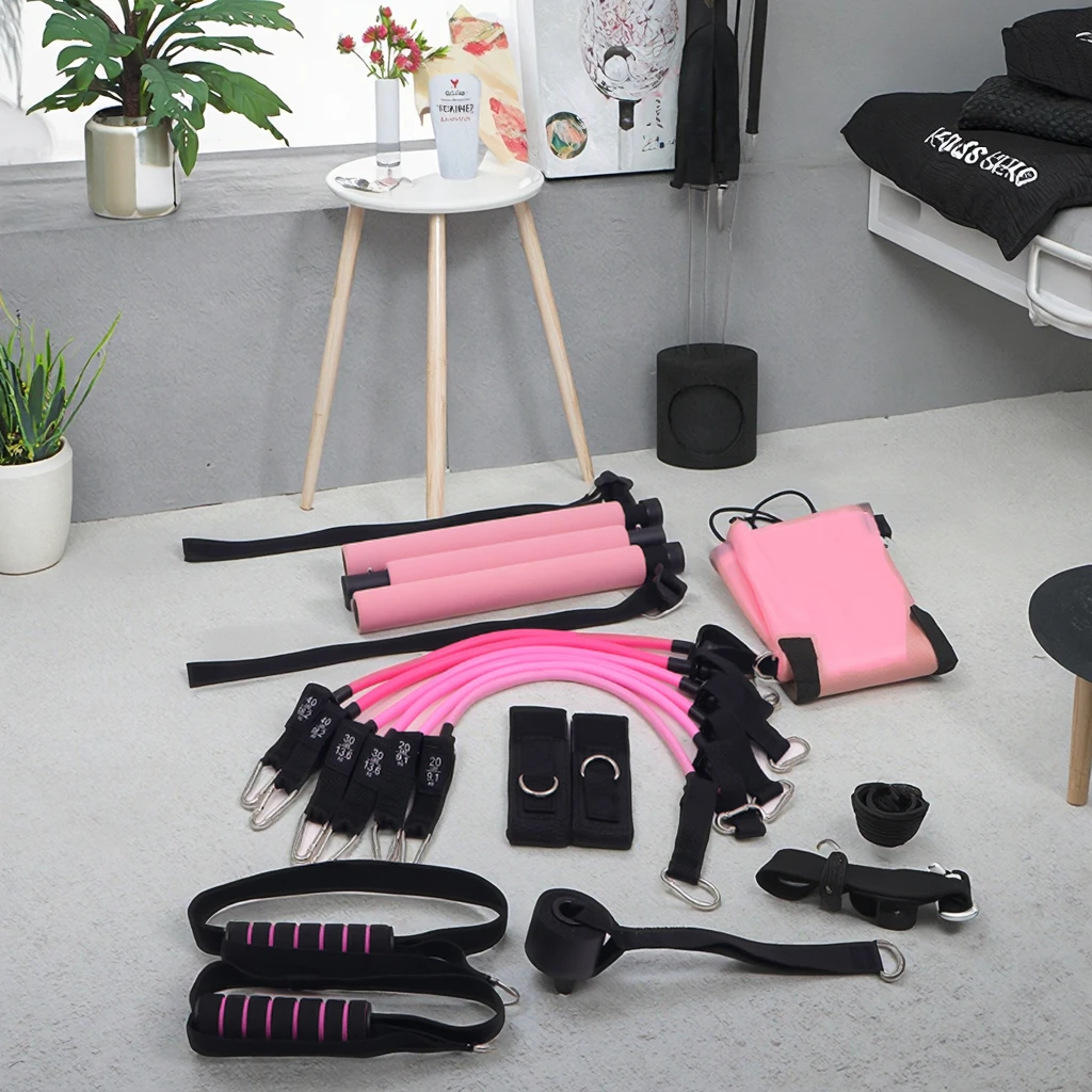 Steel Pilates Fitness Stick with Chest Expansion Arm Rod Functional Pilates Exercise Bands