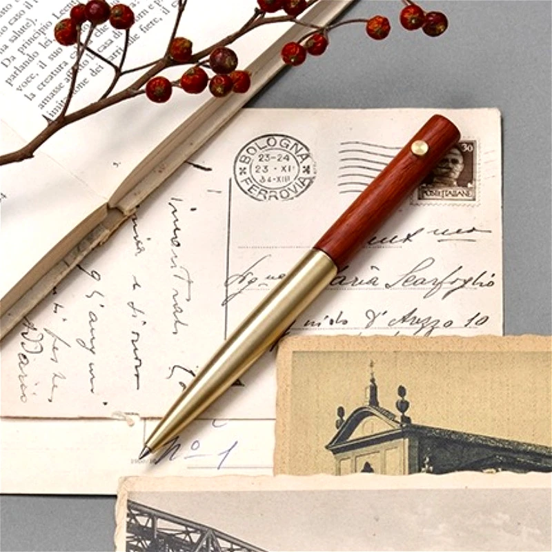 ปากกาลูกลื่นดีไซน์หรูหราไม้พะยูง + ทองเหลือง รุ่น Unexpected Design Time Series สีดำ 0.7 มม. ปากกาเจลคอลเลคชั่นไฮเอนด์ พกพาสะดวก น่ารัก