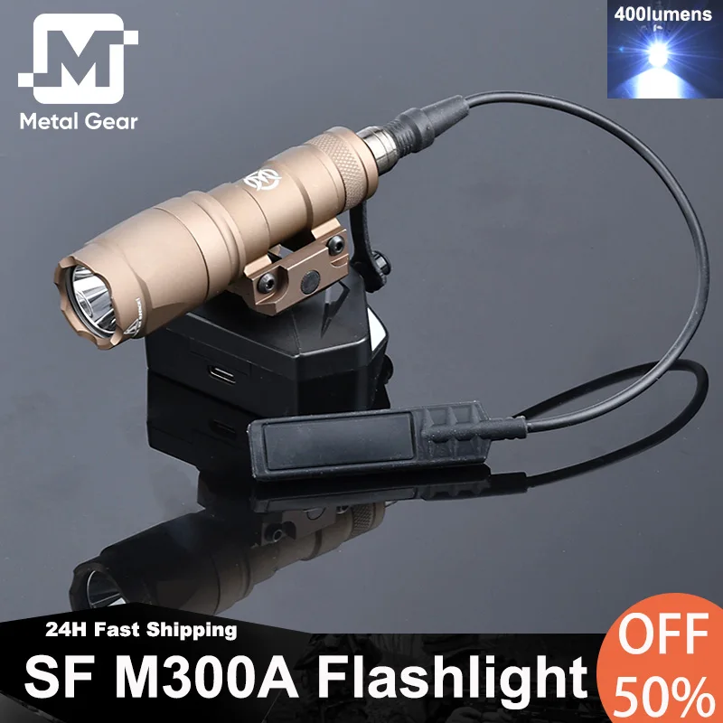 Wadsn Tactical 300A Flashlight 400Lumens M300 MINI Scout Light SF Hunting Weapon SpotLight Momentary Remote Switch Fit 20mm Rail