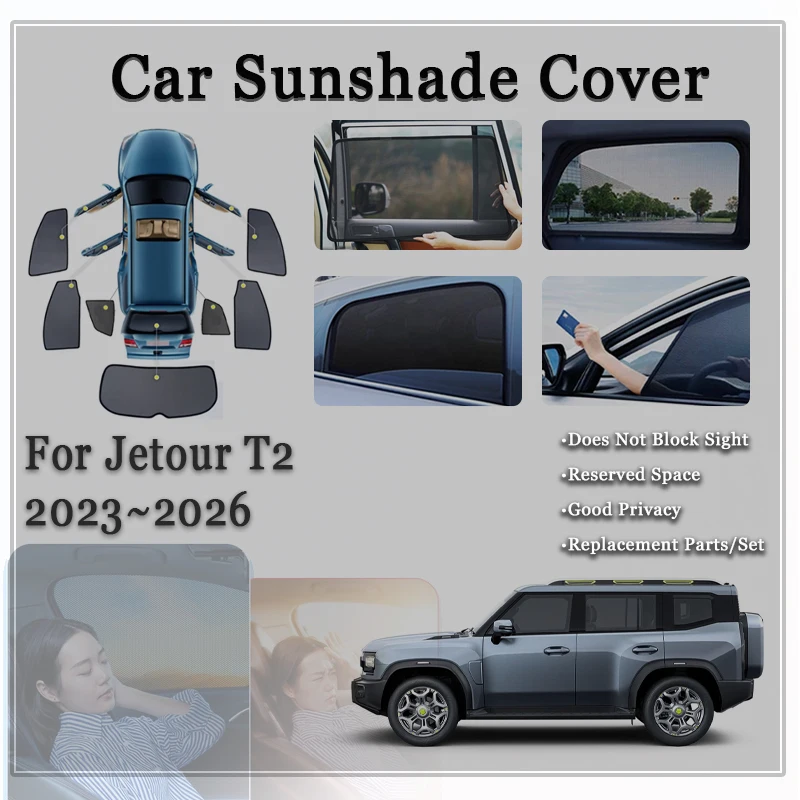 

Car Sunshades For Jetour Traveller Shanhai T2 2023~2026 Anti-UV Magnetic Sun Visor Window Windshields Curtain Covers Accessories