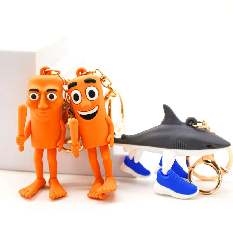 Italian Brainrot PVC Figure Keychain Accessories Tung Tung Sahur Keyring Figure Cartoon Monkey Shark Hanging Pendant Doll Toys