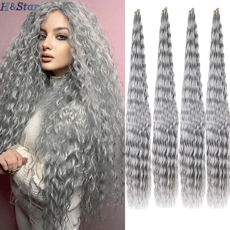 

H&STAR 30inch Long Synthetic Deep Wave Twist Crochet Hair Natural Afro Curls Crochet Braids Braiding Hair Extensions For Women