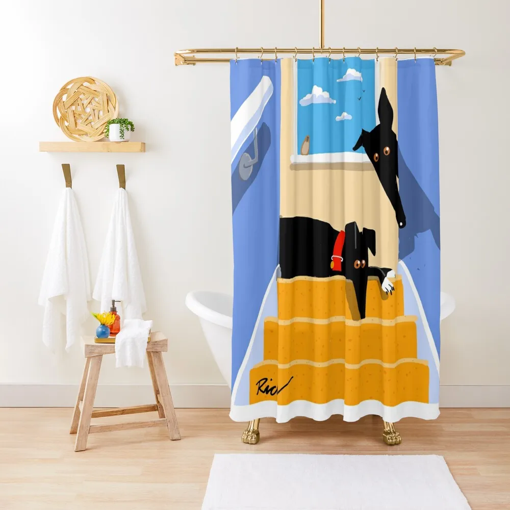 

The Hounds at the Top of the Stairs Shower Curtain In Bathroom For Bathroom Curtain