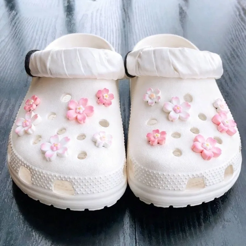 12 Uds. Zapato con agujero en el agujero hebilla decorativa desmontable temperamento artificial perla flores tridimensionales lindo rosa acc