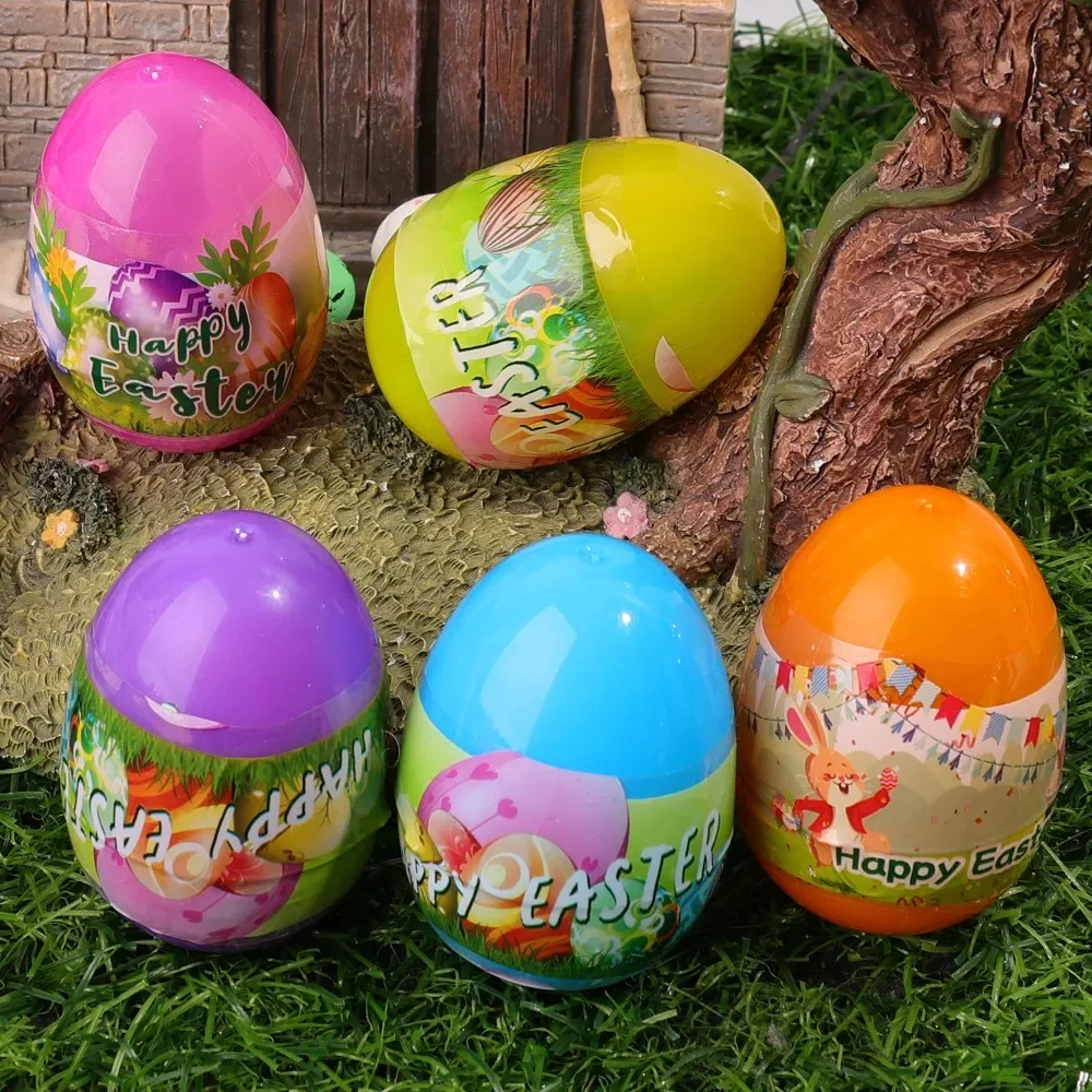 5/30pcs Easter Egg Plastic Creative Colorful Fillable Opening Eggshell Kids Candy Gift Packing Home Party DIY Decoration Supply