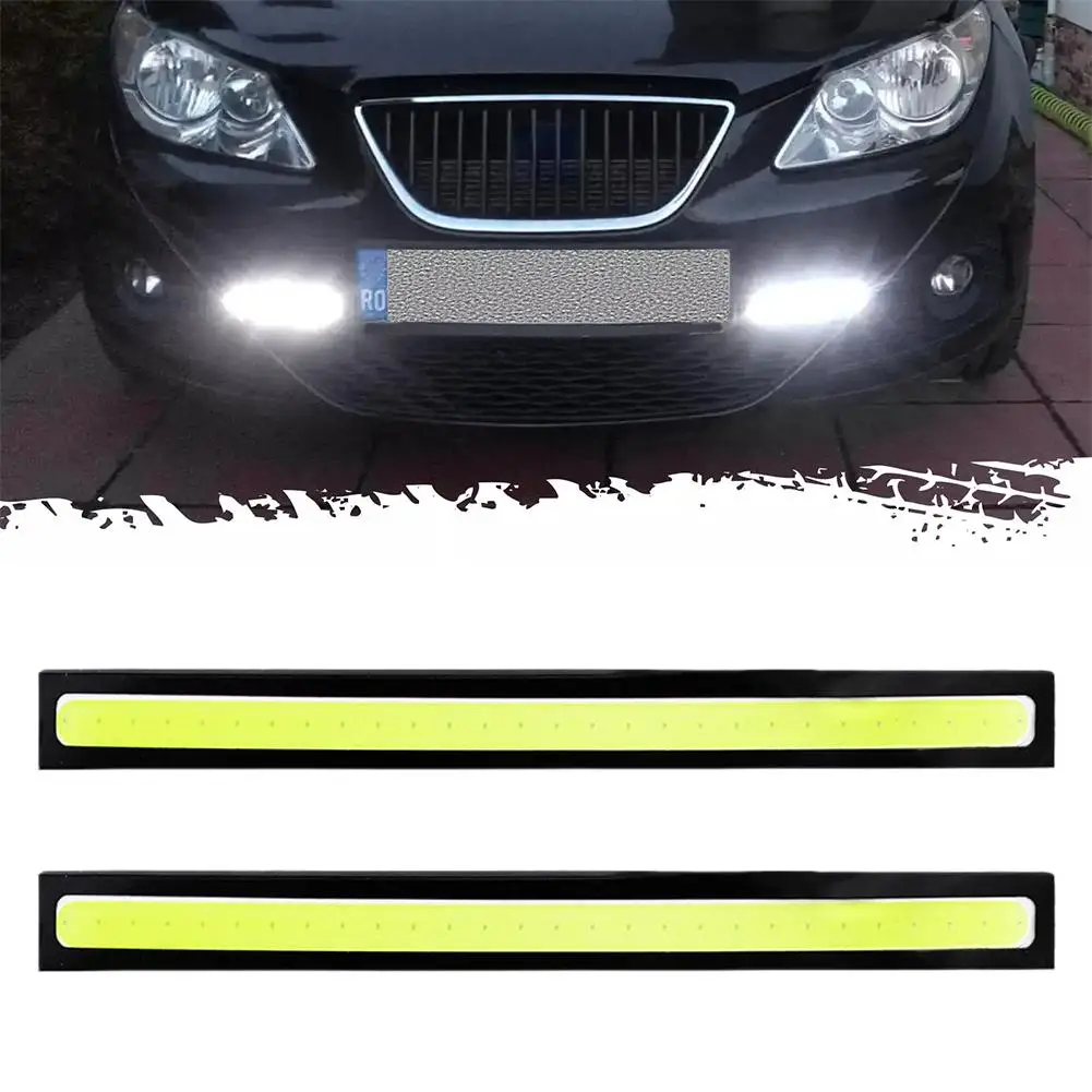 2PCS 17CM LED DRL Waterproof Driving Daytime Running Lights Strip 12V COB LED Car Aluminum Stripes Lights