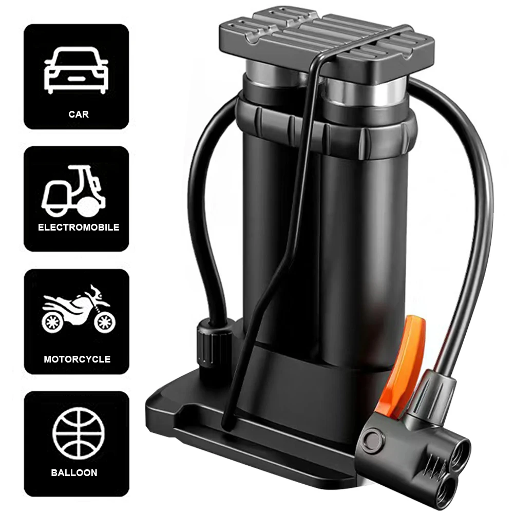 

Foot Pedal Portable Pump with Gauge Foot-Activated Floor Pump Schrader Valve Car Basketball Inflator for Bikes Ball Inflatable