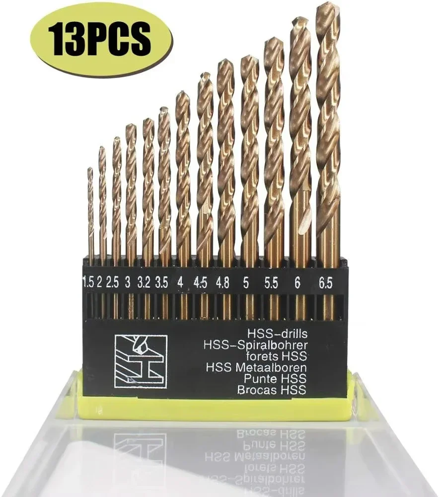 

Perfactool 13pc 1.5-6.5mm Round Shank Twist Drill Bit Set Titanium Coated Drilling Hole for Metal PVC Board Router bit set Bit