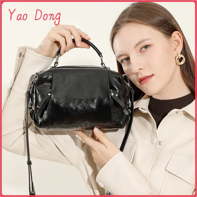 Yao Dong Burminsa-Sac à bandoulière en cuir de vachette véritable pour femme, sacs initiés par oreiller, sac à main de créateur de luxe, fourre-tout Boston pour femme, 2025