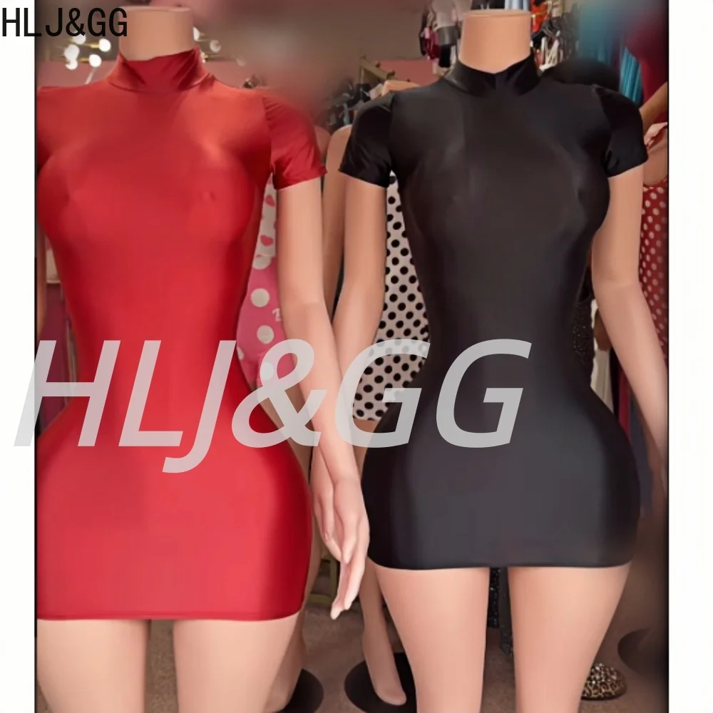 

HLJ&GG Sexy Bodycon Stretchy Off Shoulder Mini Dresses Women Sleeveless Backless Slim Vestidos Fashion Nightclub Party Dress New
