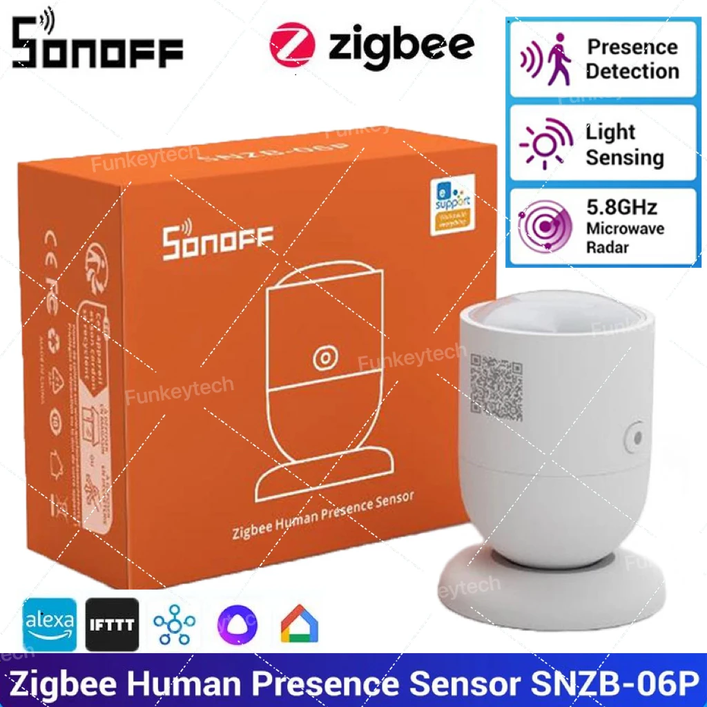 

SONOFF SNZB 06P Zigbee Датчик присутствия человека SNZB-06P Детектор движения Светоизмерение Автоматизация умного дома Работа с Alexa Google