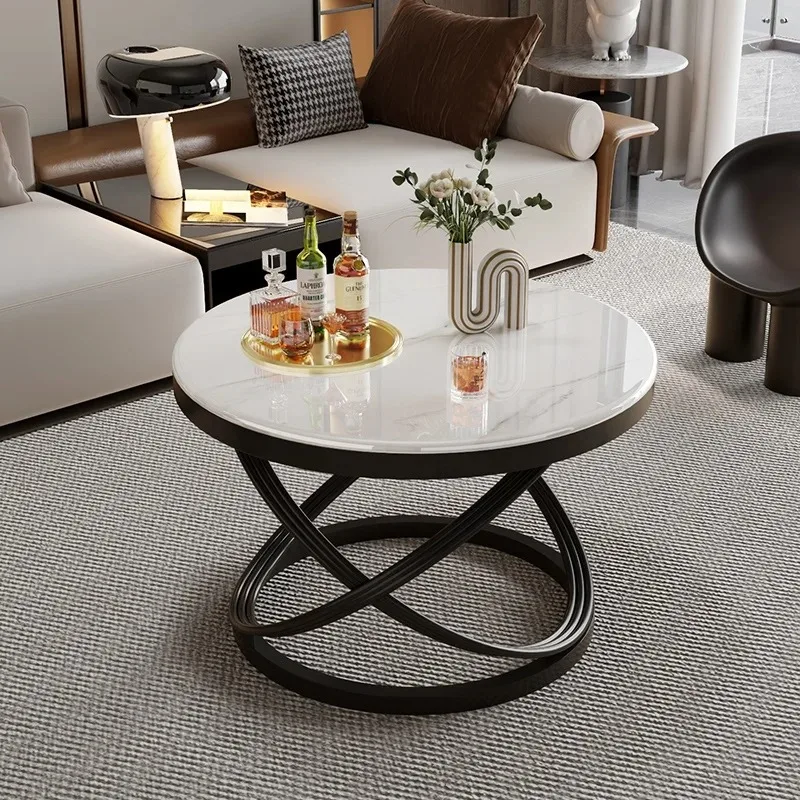 

Super Crystal Modern Small Apartment Living Room Furniture Light Luxury Metal Rock Slab Design Coffee Table for Household