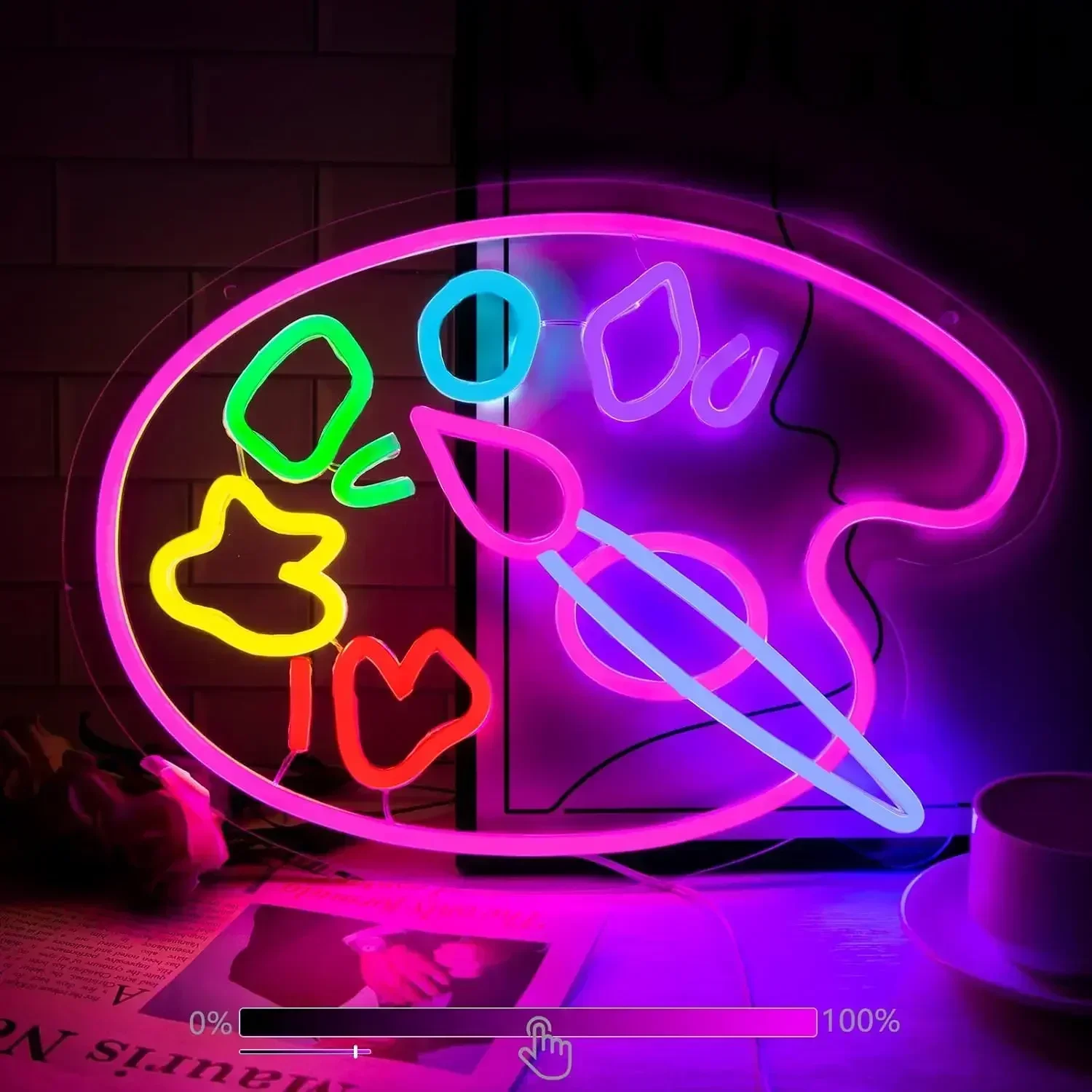 

Paint Palette Neon Light Sign USB Dimmable LED Neon Sign Wall Decoration for Art Studio Classroom Livingroom Birthday Gifts