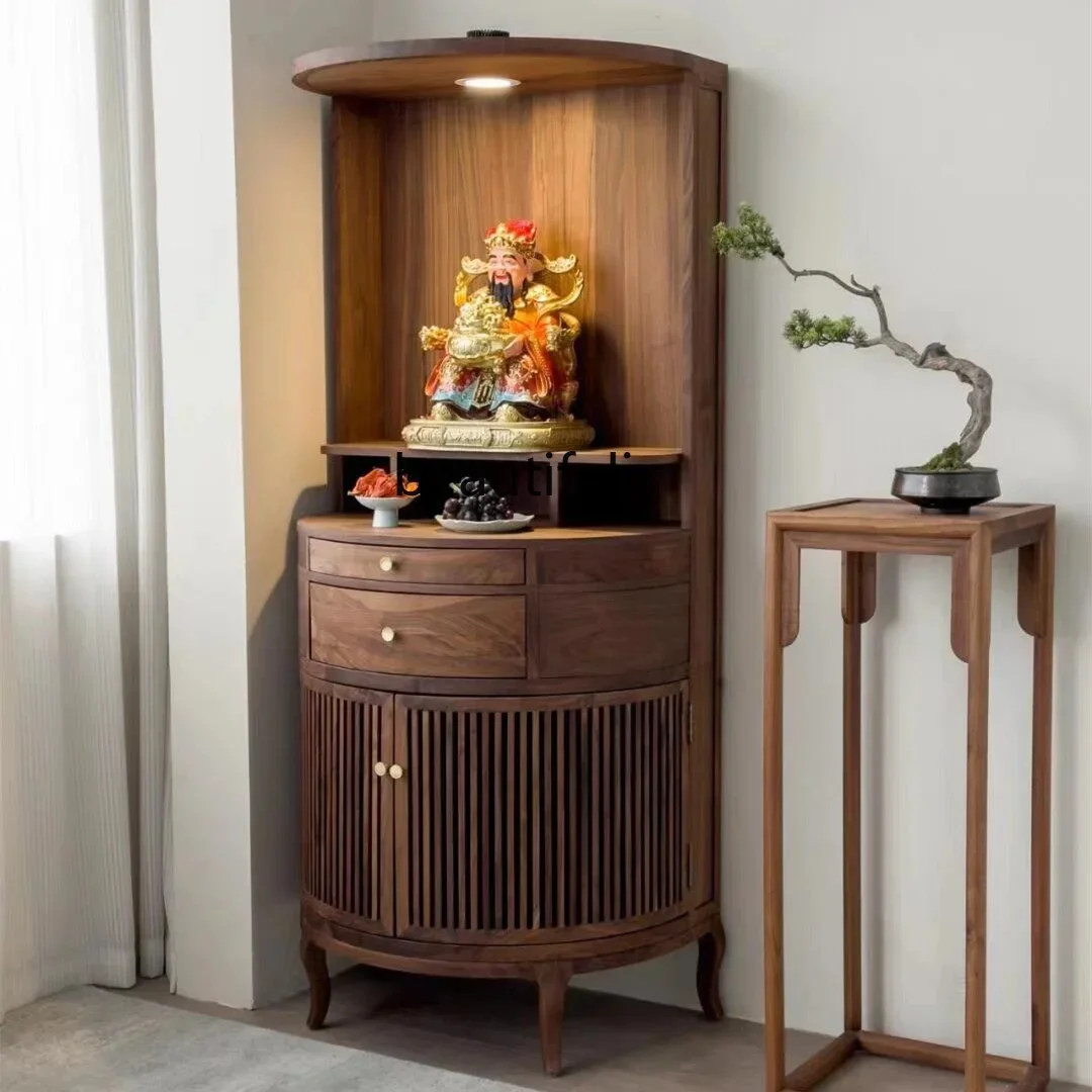 

Black walnut casket new Chinese vertical cabinet Buddhist cabinet household modern simple door