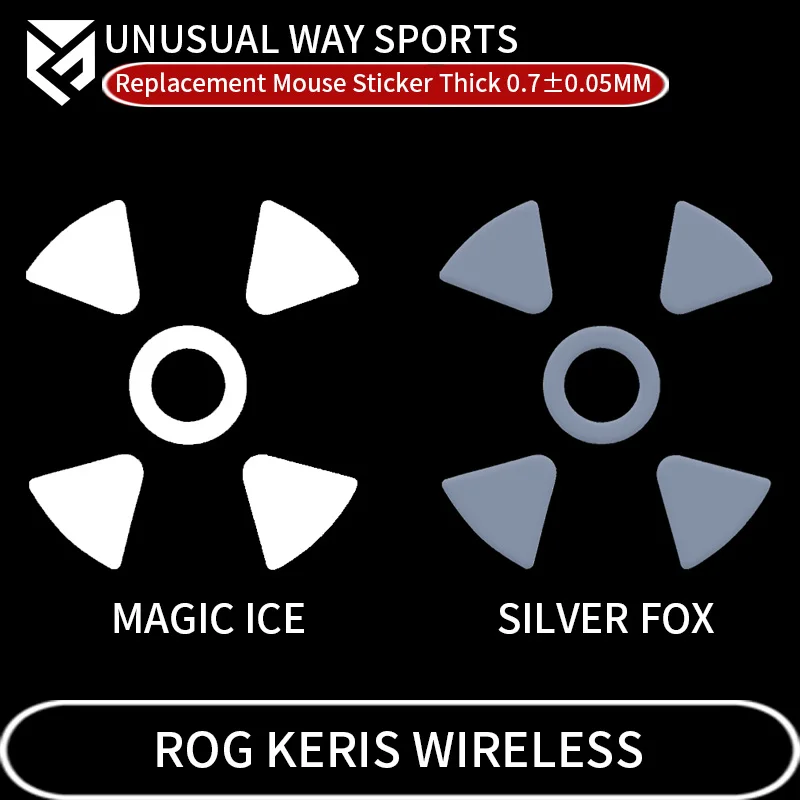 UnusualWaySports Mouse Skates Feet ASUS ROG Keris Wireless Cambered Surface PTFE Anti Collapse Silver Fox Magic Ice