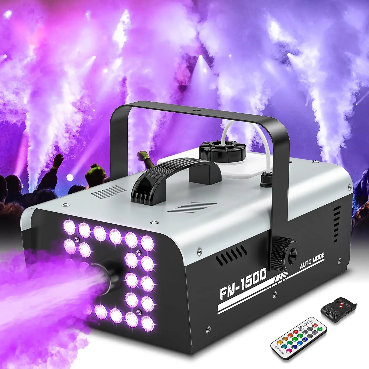 1500W Fog Machine Halloween Outdoor 20000 CFM Smoke Generator Indoor 24 LEDs Strobe Light Remote DJ Party Disco Stage Wedding